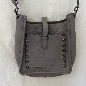 Rebecca Minkoff gray leather crossbody satchel with silver studs